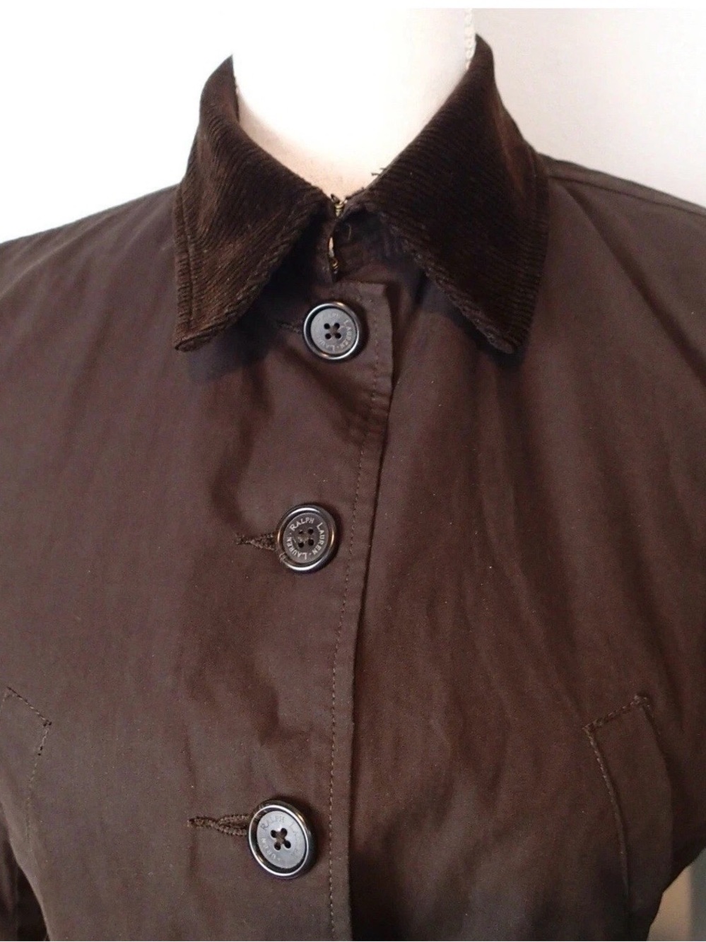 Ralph Lauren Brown Jacket Sash Belt Brown Corduroy Collar Size M coat Suede